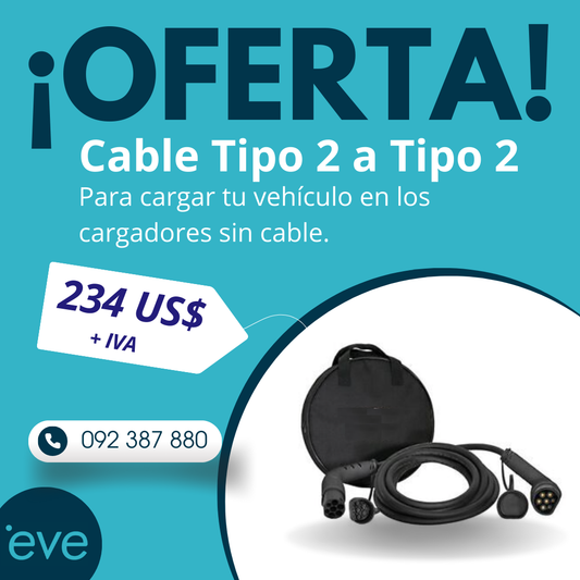 Cable Para Carga EV Hembra TIPO 2/ Macho TIPO 2