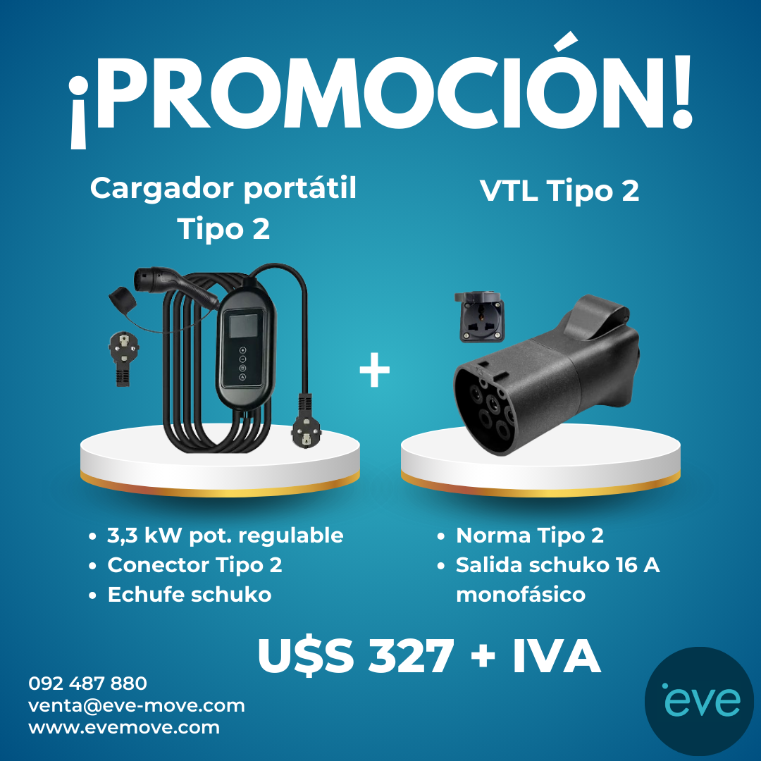 PROMO Cargador Portable 3,3 kW + VTL Tipo 2