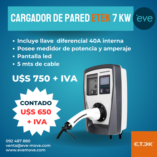 Cargador ETEK 7,4 KW MONOFÁSICO